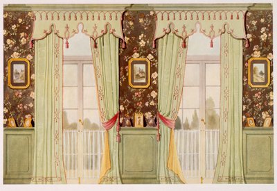 Elegantes cortinas de salón con lambrequín elaborado de Richard Goulburn Lovell
